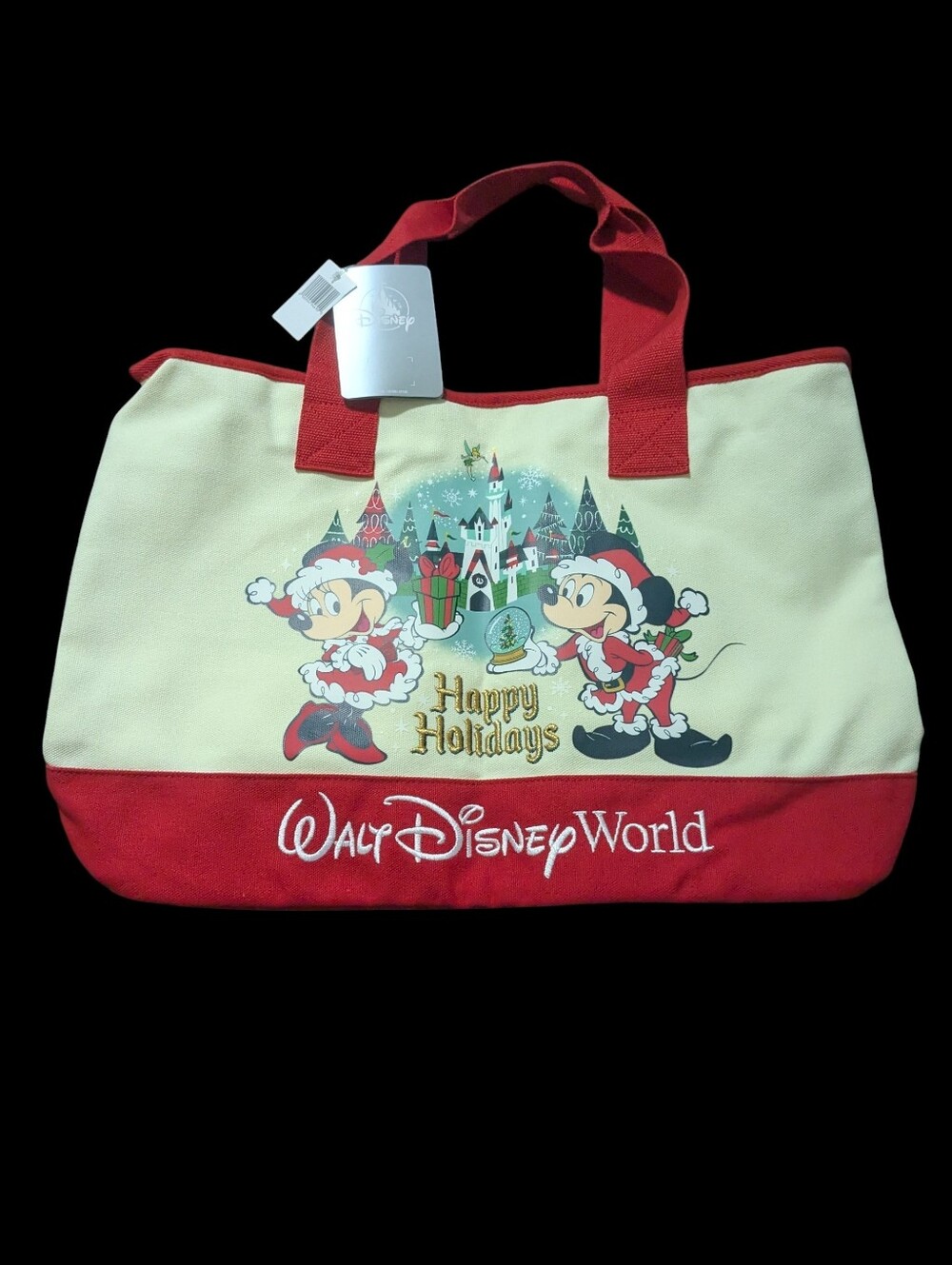 DISNEY PARKS CHRISTMAS CANVAS TOTE BAG NWT